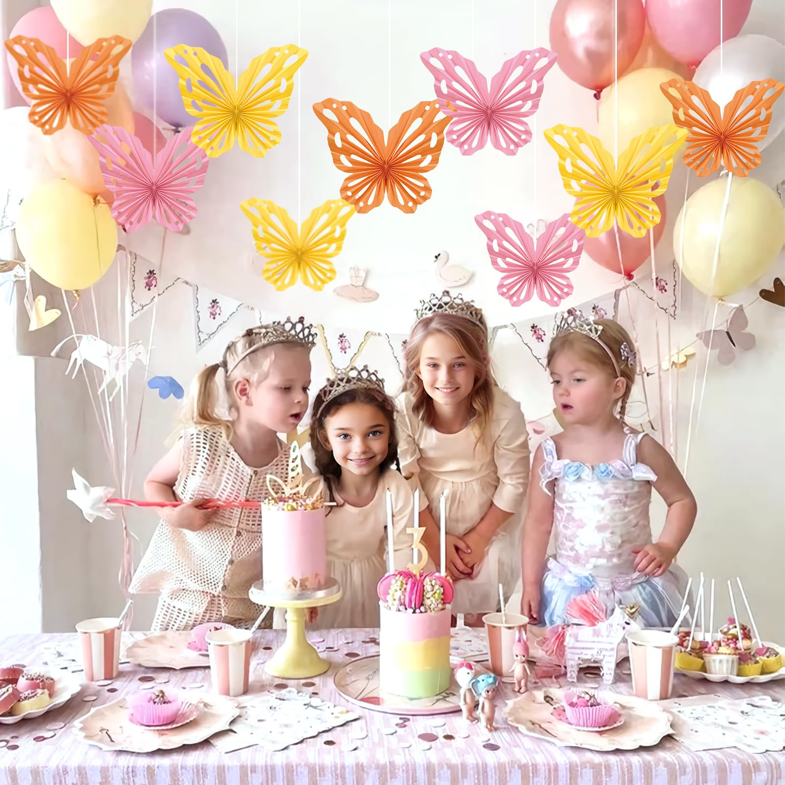 Sunbeauty Butterfly Decorations Paper Fans Classroom Decoration Paper Fans Decoration Hanging Paper Fans Butterfly Baby Shower D